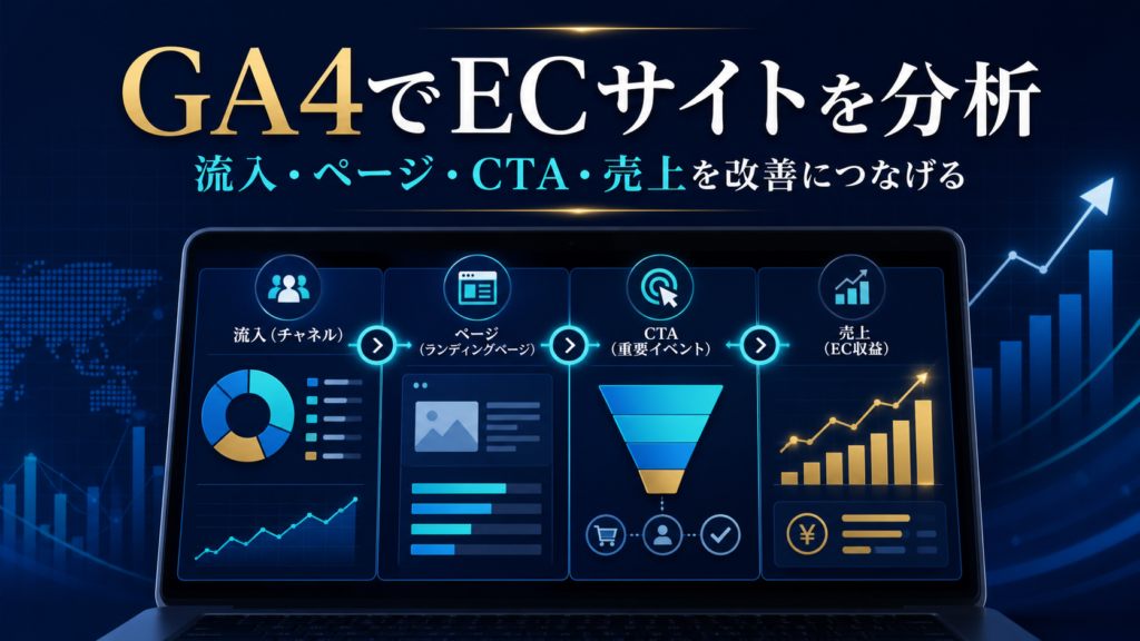 GA4でECサイトの流入・ページ・CTA・売上を分析する流れ