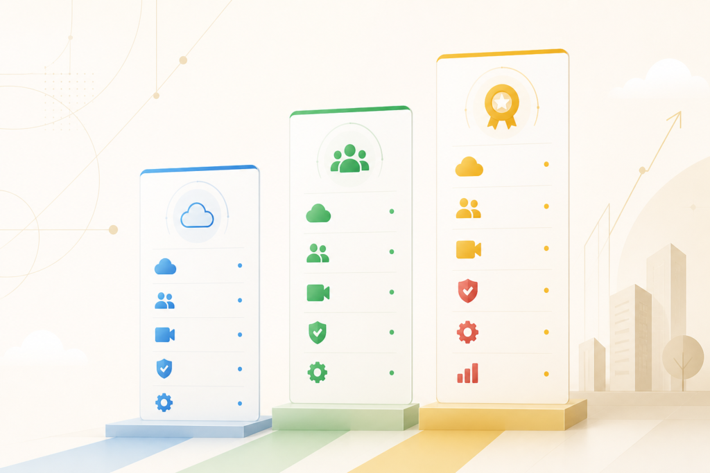 Google WorkspaceのBusiness Starter・Standard・Plusを比較するイメージ